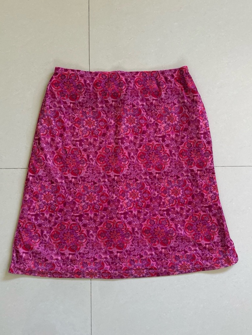 My Michelle Pink Patterned A-Line Midi Skirt 90s Made in the USA